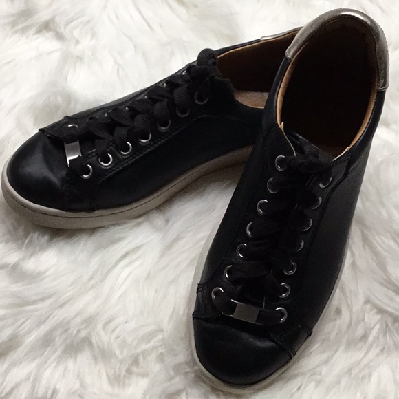ugg black leather sneakers